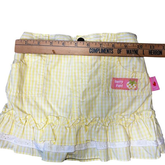 Strawberry Shortcake Y2K yellow and pink ruffled tiered gingham girls skirt 4T - Picture 4 of 6